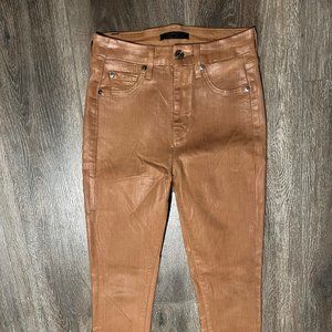 7 For All Mankind Women's Sz 25 Faux Brown Stretch High Rise Ankle Jeans Pants